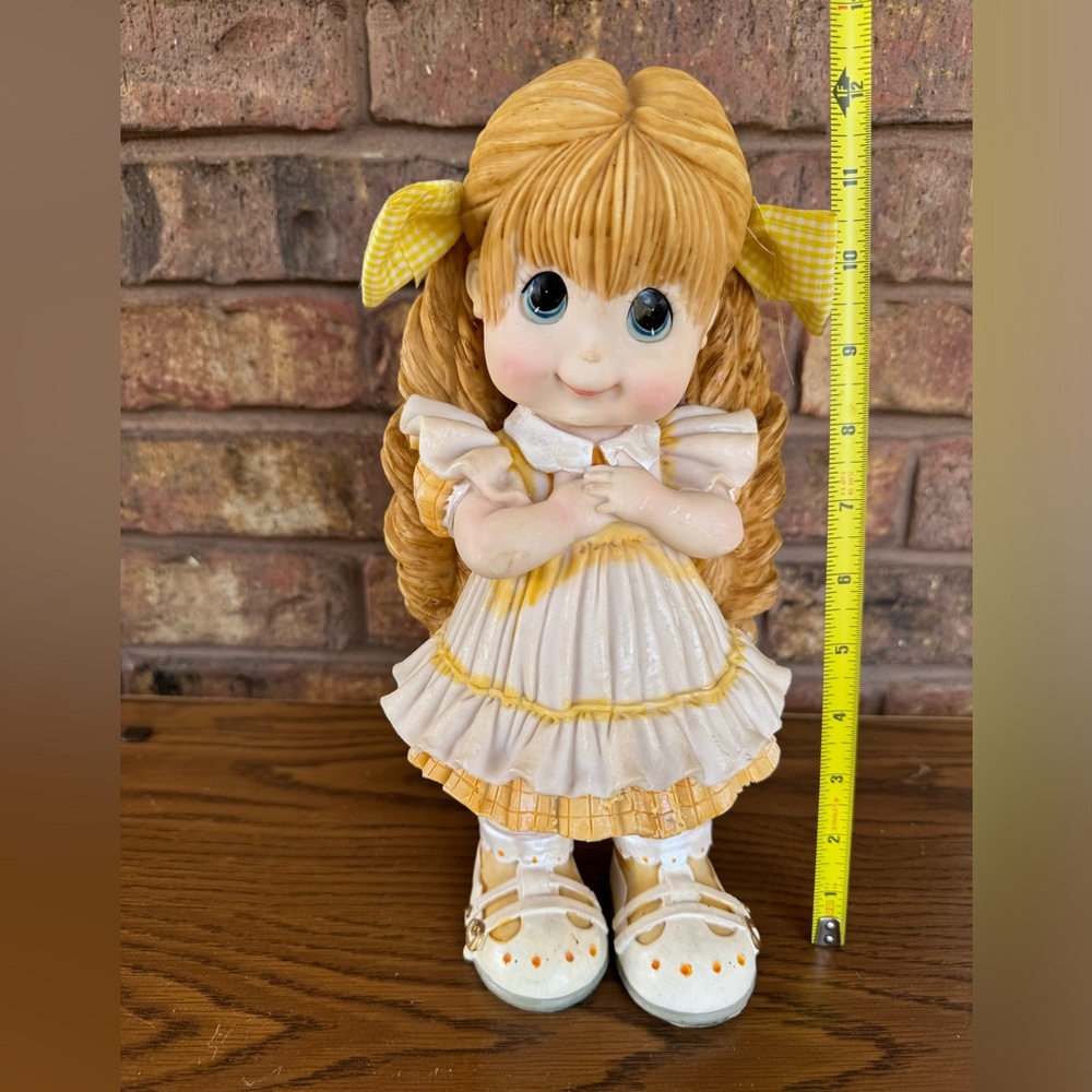 Vintage 12” Sweet Kids resin girl with braids figurine.